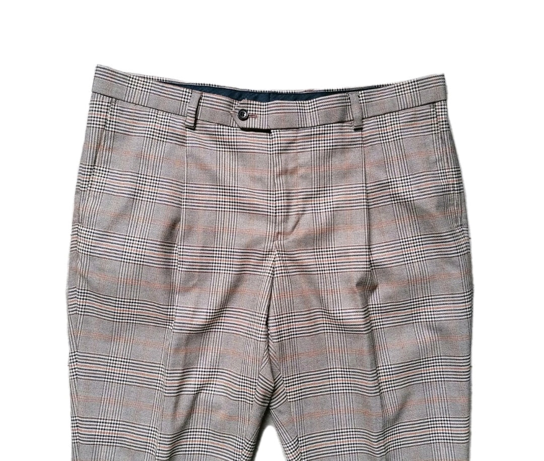 Men Next beige check tapered slim 2 piece suit 42L/36L
