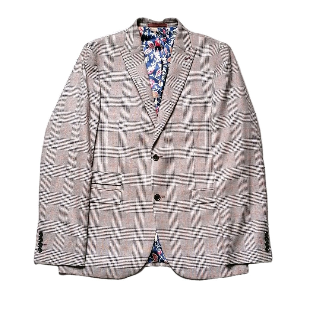 Men Next beige check tapered slim 2 piece suit 42L/36L