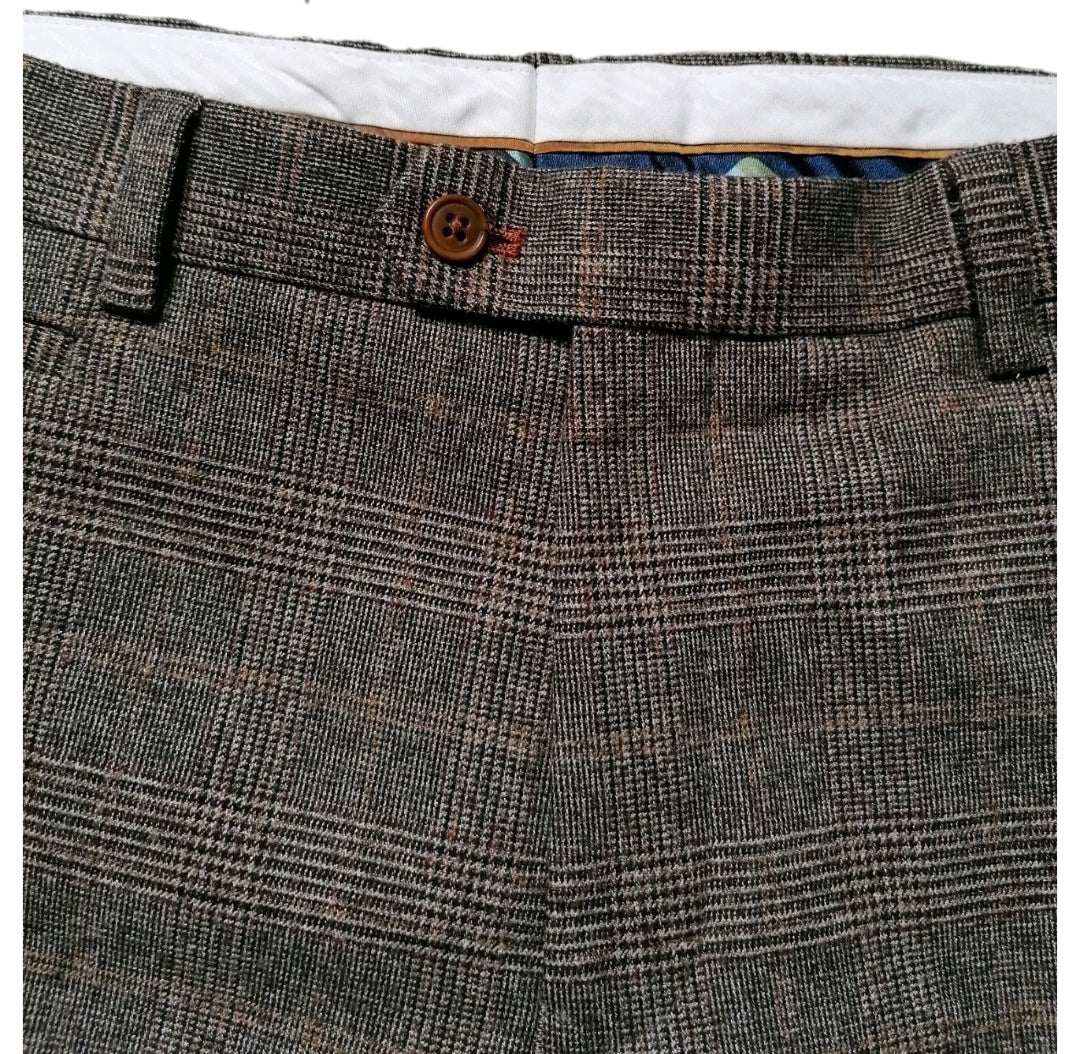 Men Next brown check skinny fit 2 piece suit 38L/32L