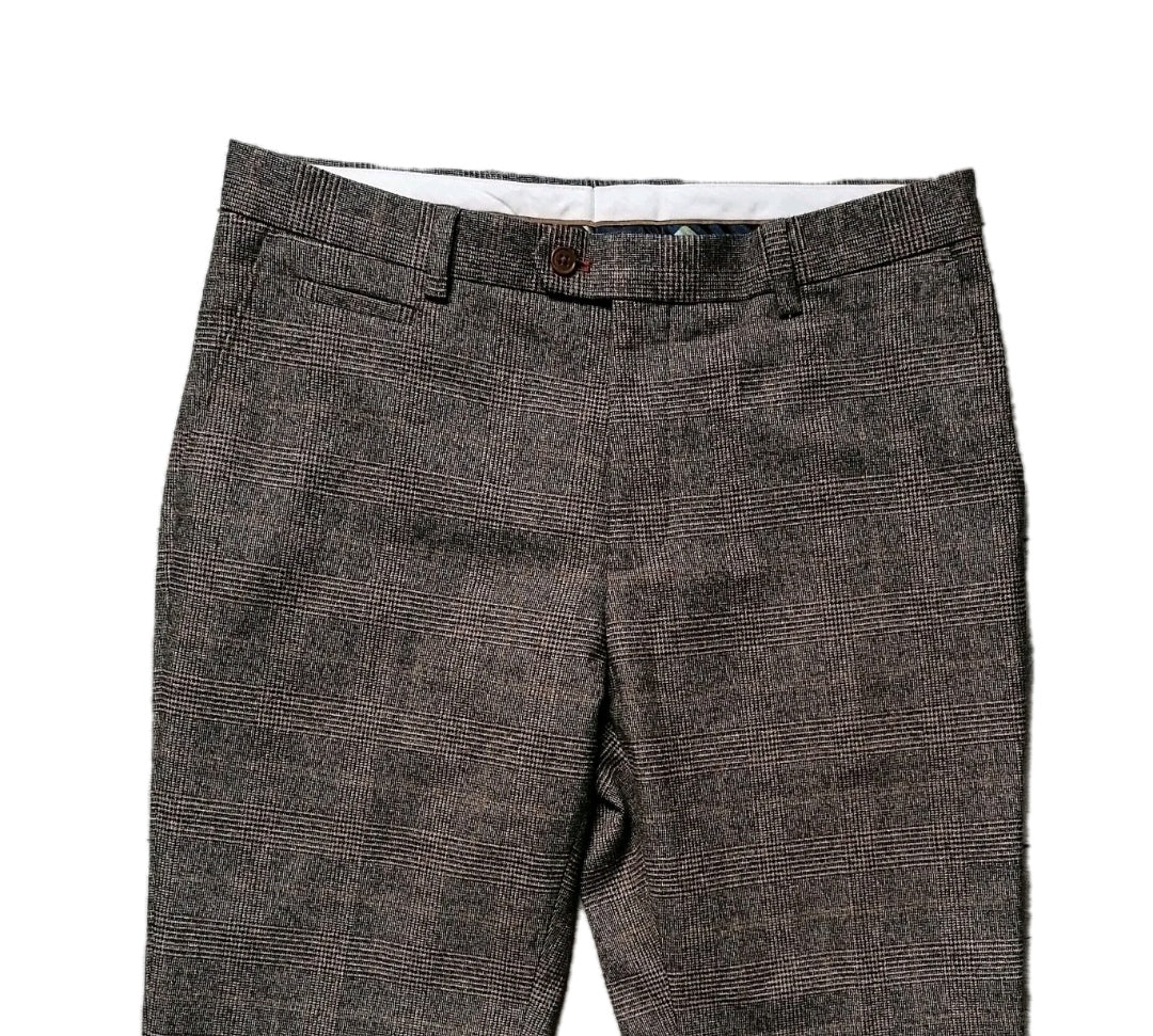 Men Next brown check skinny fit 2 piece suit 38L/32L