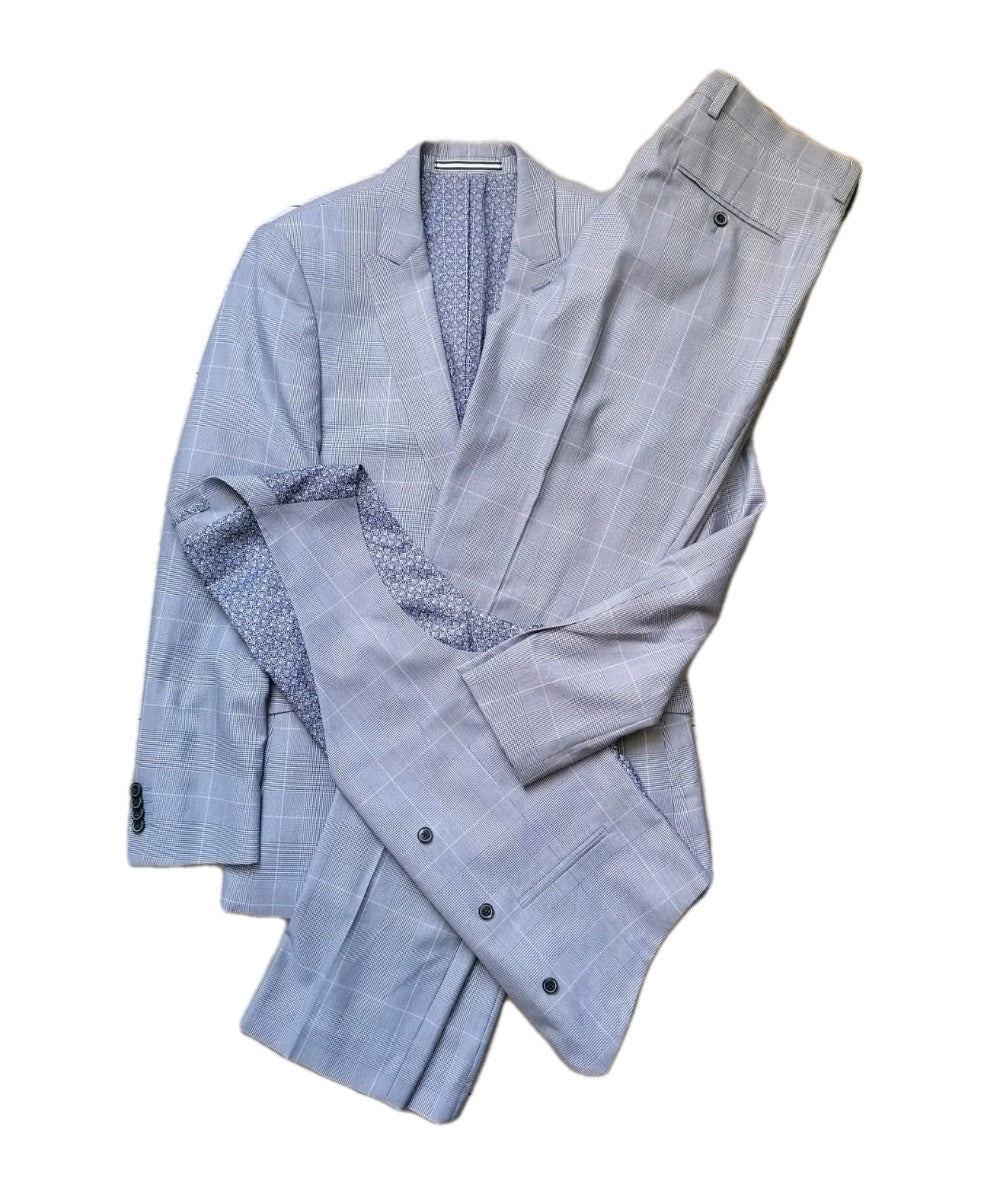 Men Burton pale blue 3 piece slim fit suit 36R/32R/M
