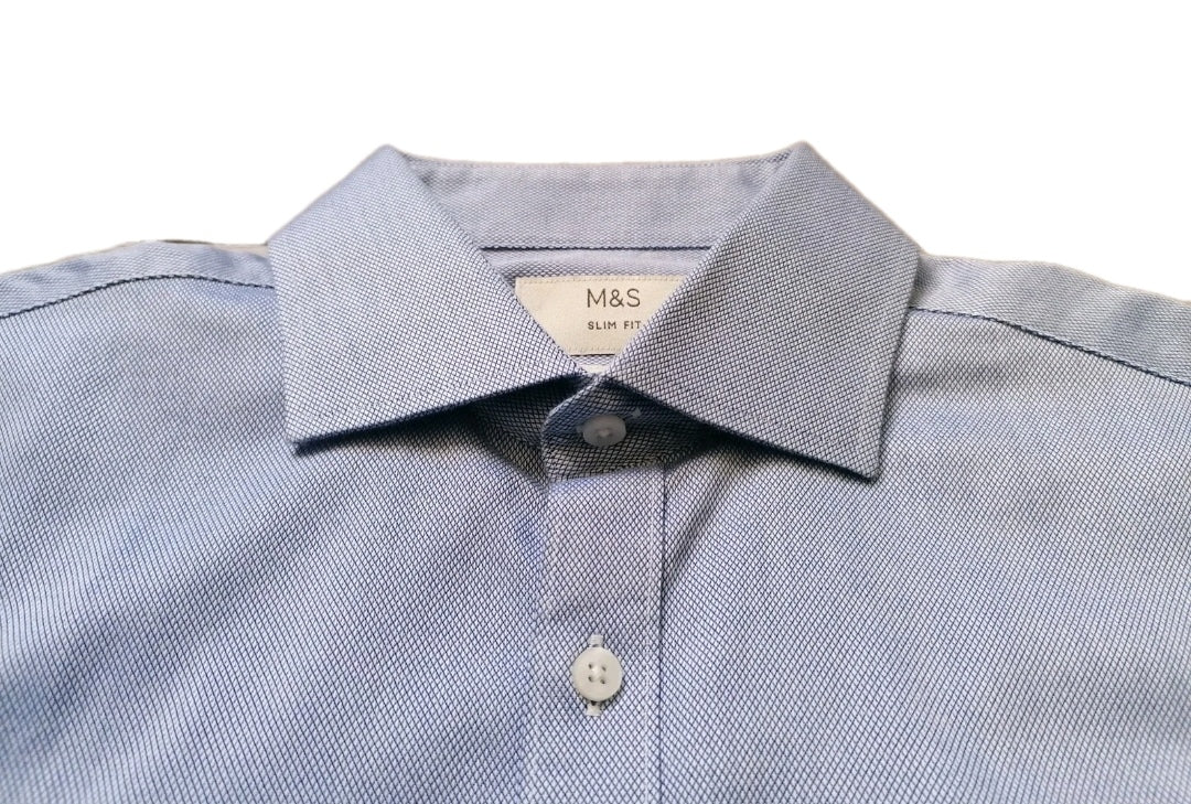 Men M&S sky blue slim fit sleeve formal shirt 16"