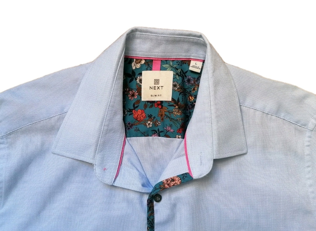 Men Next sky blue formal long sleeve slim fit shirt large