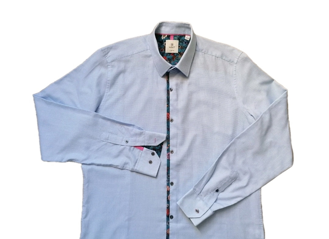 Men Next sky blue formal long sleeve slim fit shirt large