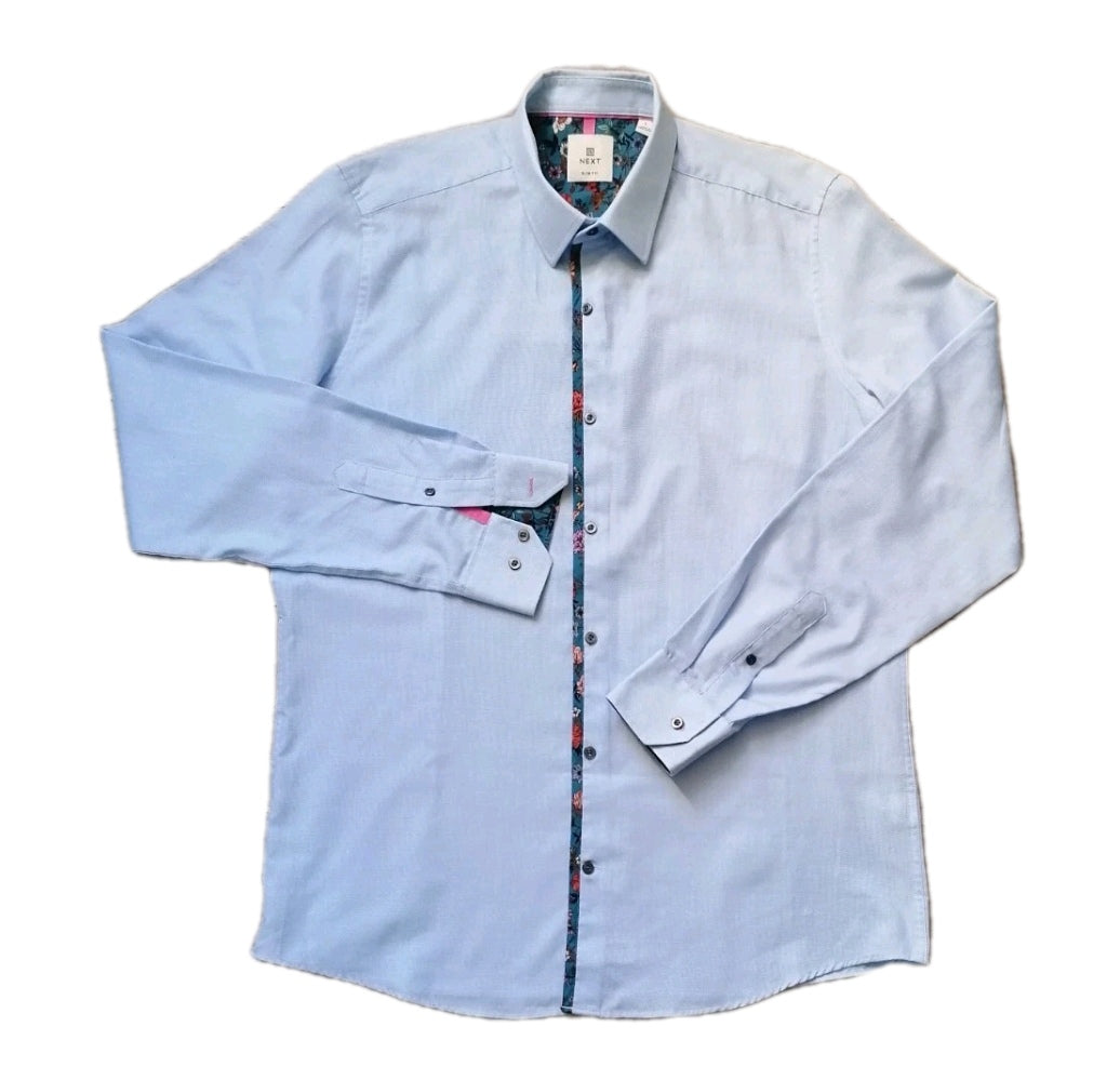 Men Next sky blue formal long sleeve slim fit shirt large