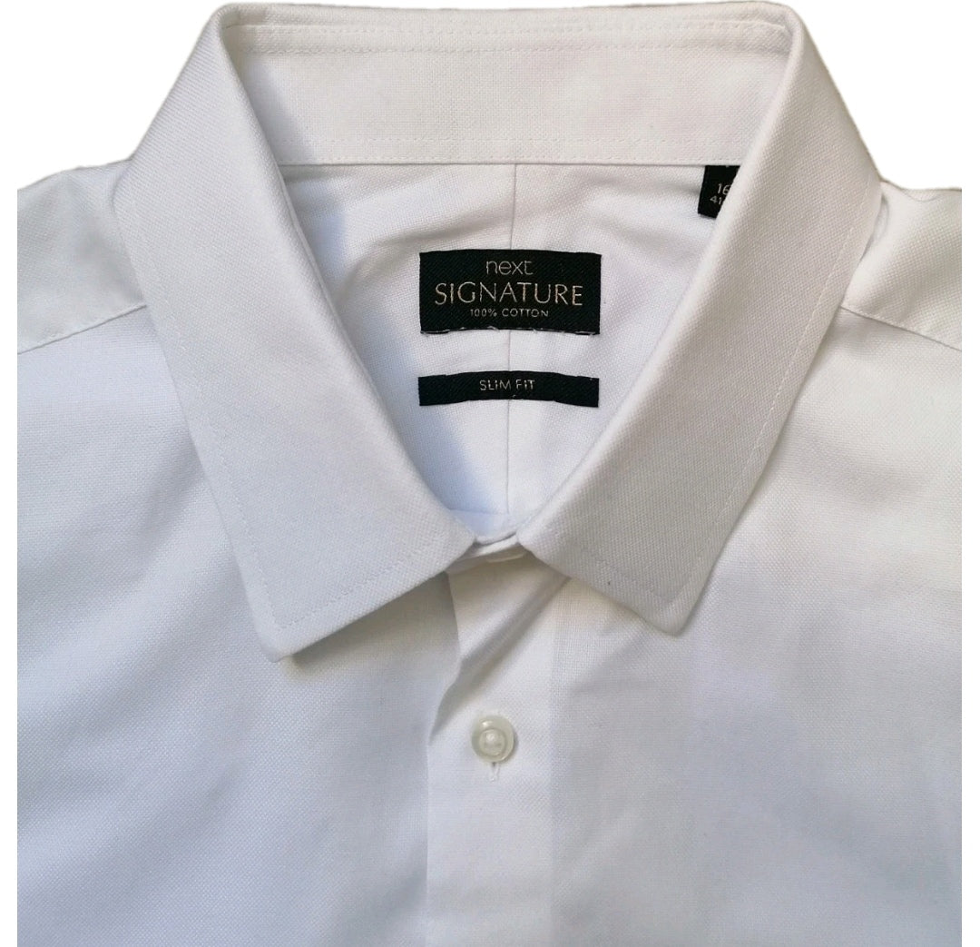 Men Next white formal long sleeve slim fit shirt 16"