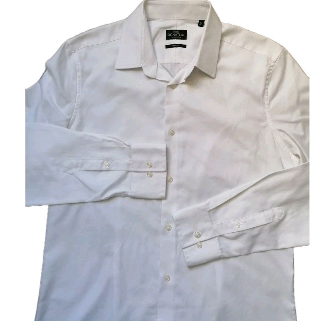 Men Next white formal long sleeve slim fit shirt 16"