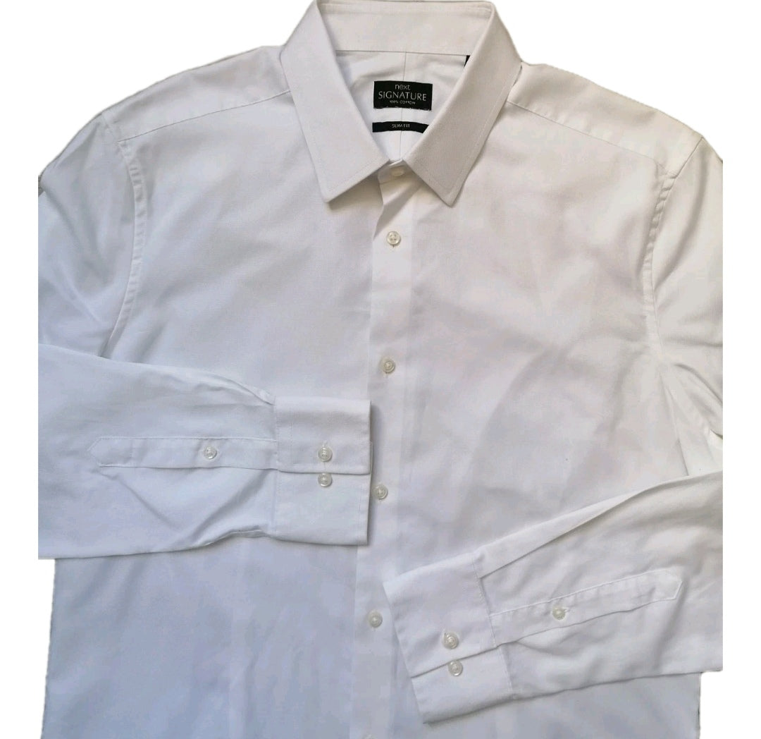 Men Next white formal long sleeve slim fit shirt 16"