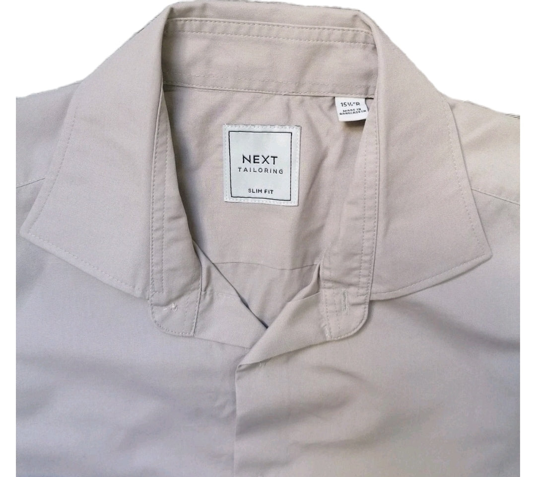 Men Next beige formal long sleeve slim fit shirt 15.5"