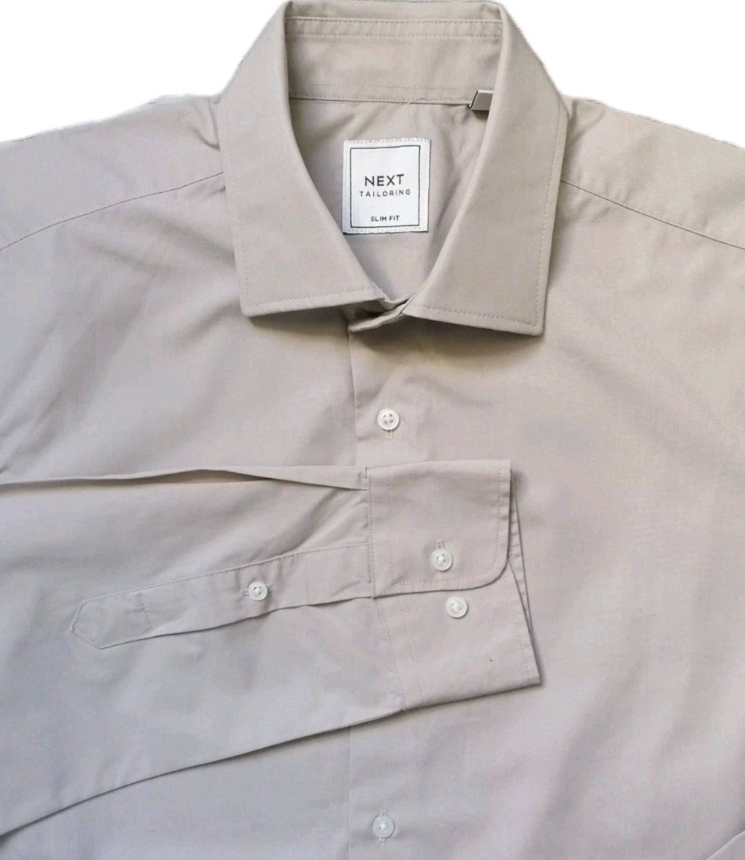 Men Next beige formal long sleeve slim fit shirt 15.5"