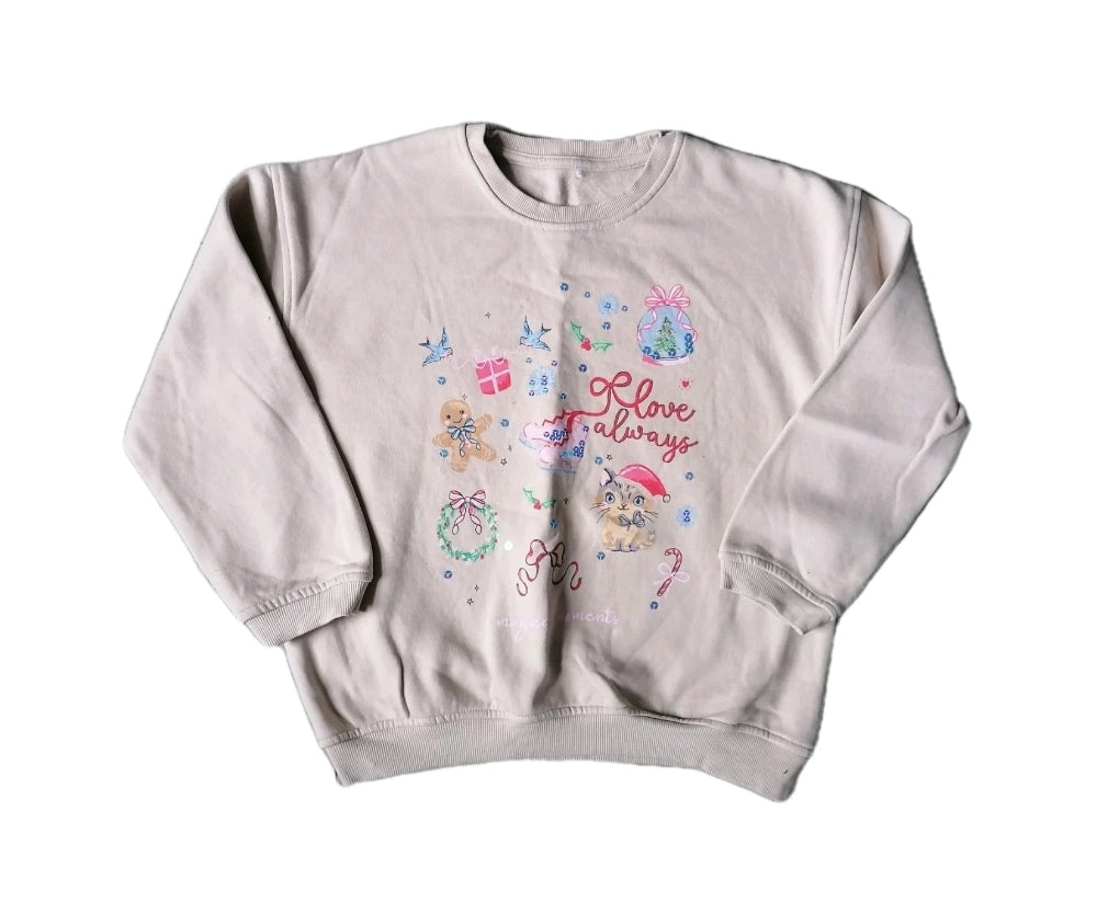 Girls beige Love always sweatshirt 9-10 years