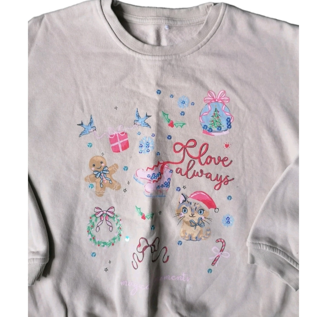 Girls beige Love always sweatshirt 9-10 years