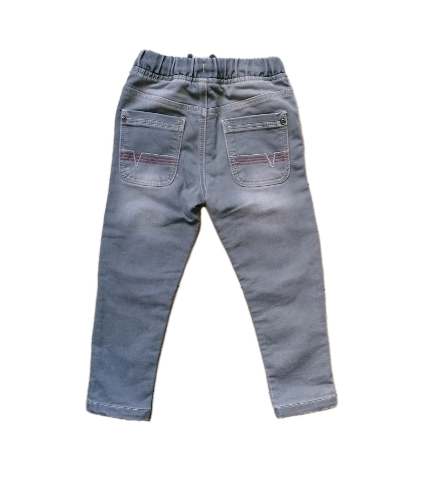 Boys light grey drawstring skinny jeans 3-4 years