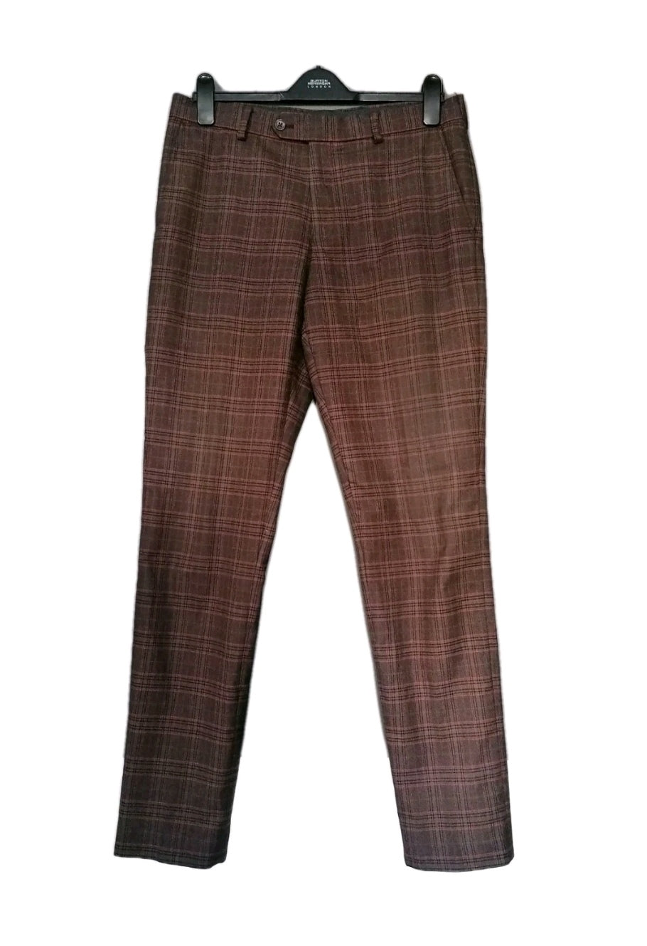 Men Next brown check waistcoat and trouser 38R/32L