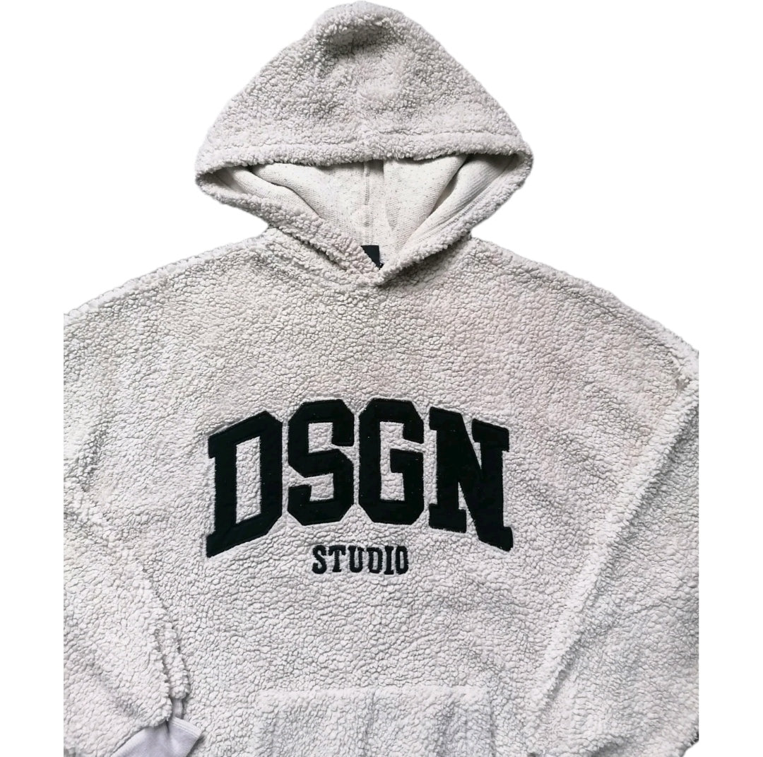 Ladies fleece beige sweatshirt hoodie, medium