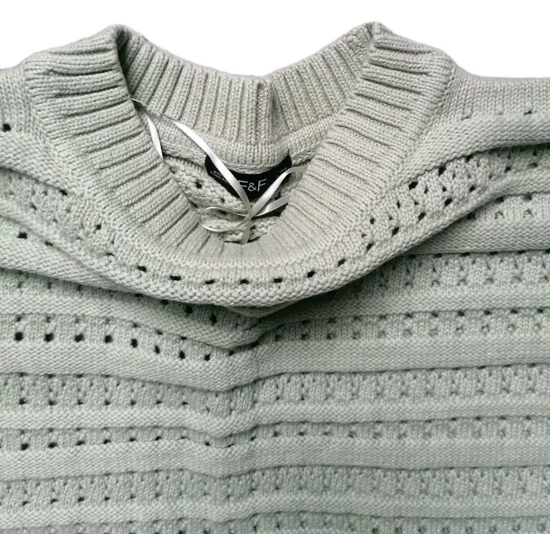 Ladies F&F crop & sage knit jumper, medium