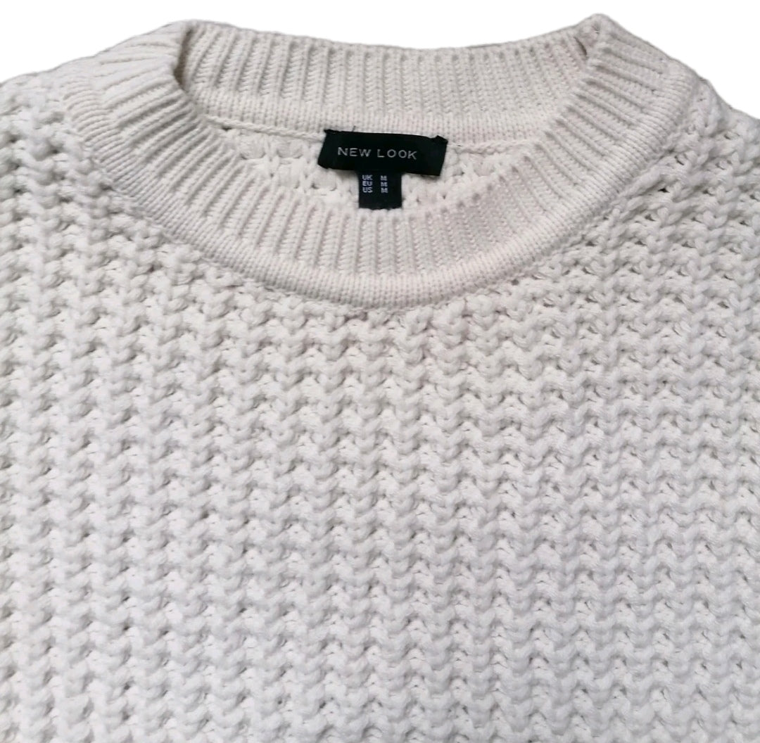 Ladies New Look crop cream knit jumper, medium