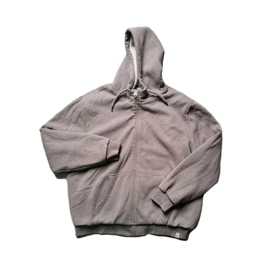 Men Next beige thick fleece lined hoodie sweatshirt, Large