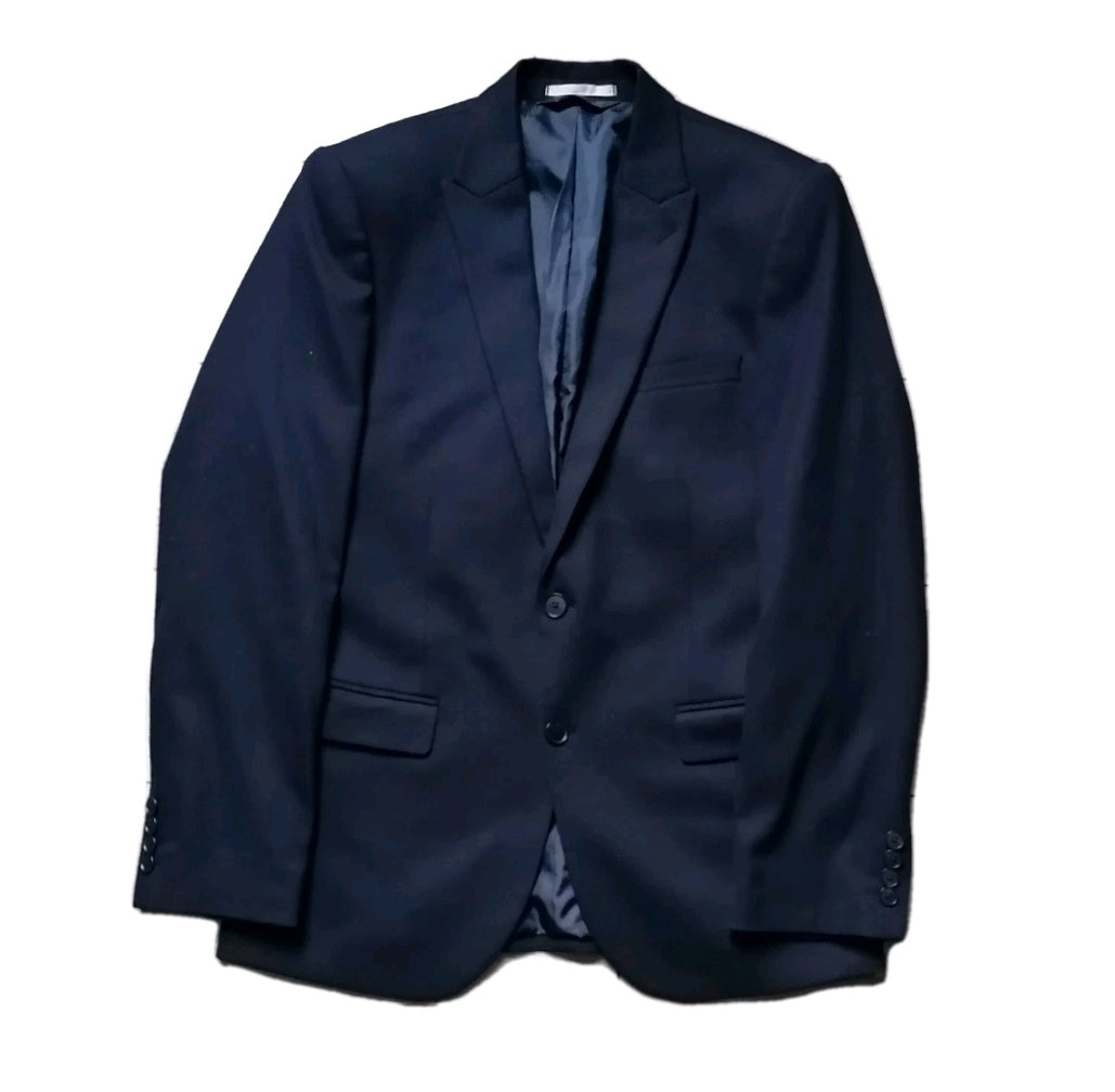 Men M&S navy blue 2 piece slim fit suit 40R/34R