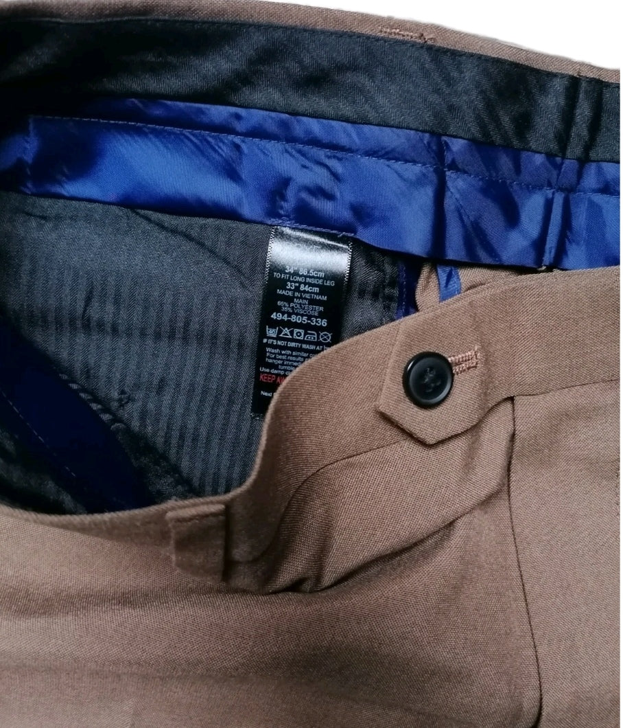 Men Next brown tailored fit formal trouser W34 L33