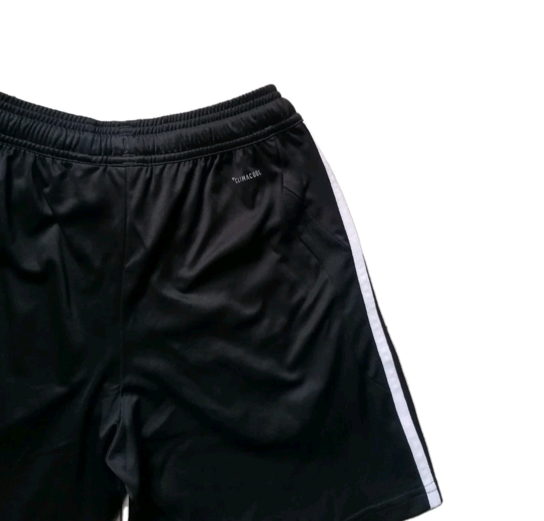 Boys Adidas black football shorts, 11-12y