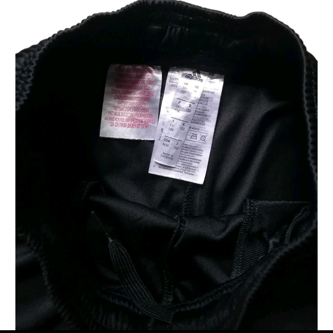 Boys Adidas black football shorts, 11-12y