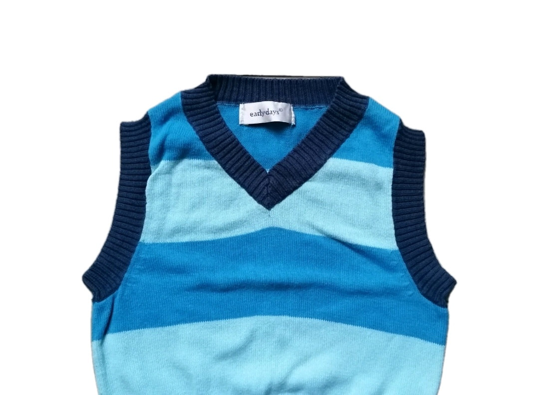 Baby boy blue stripe sleeveless jumper, 18-24m