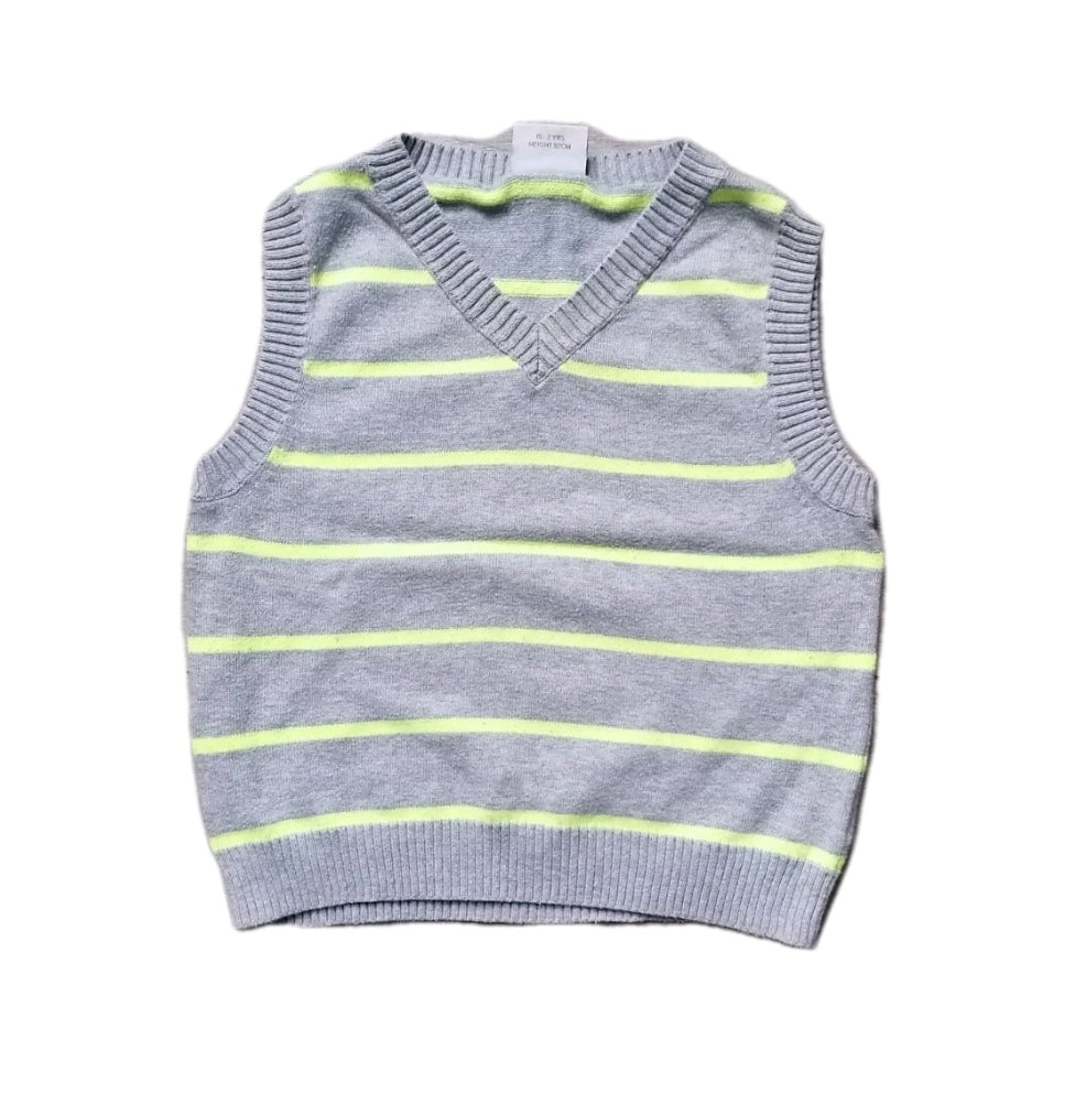 Baby boy next grey stripe sleeveless jumper 18-24m
