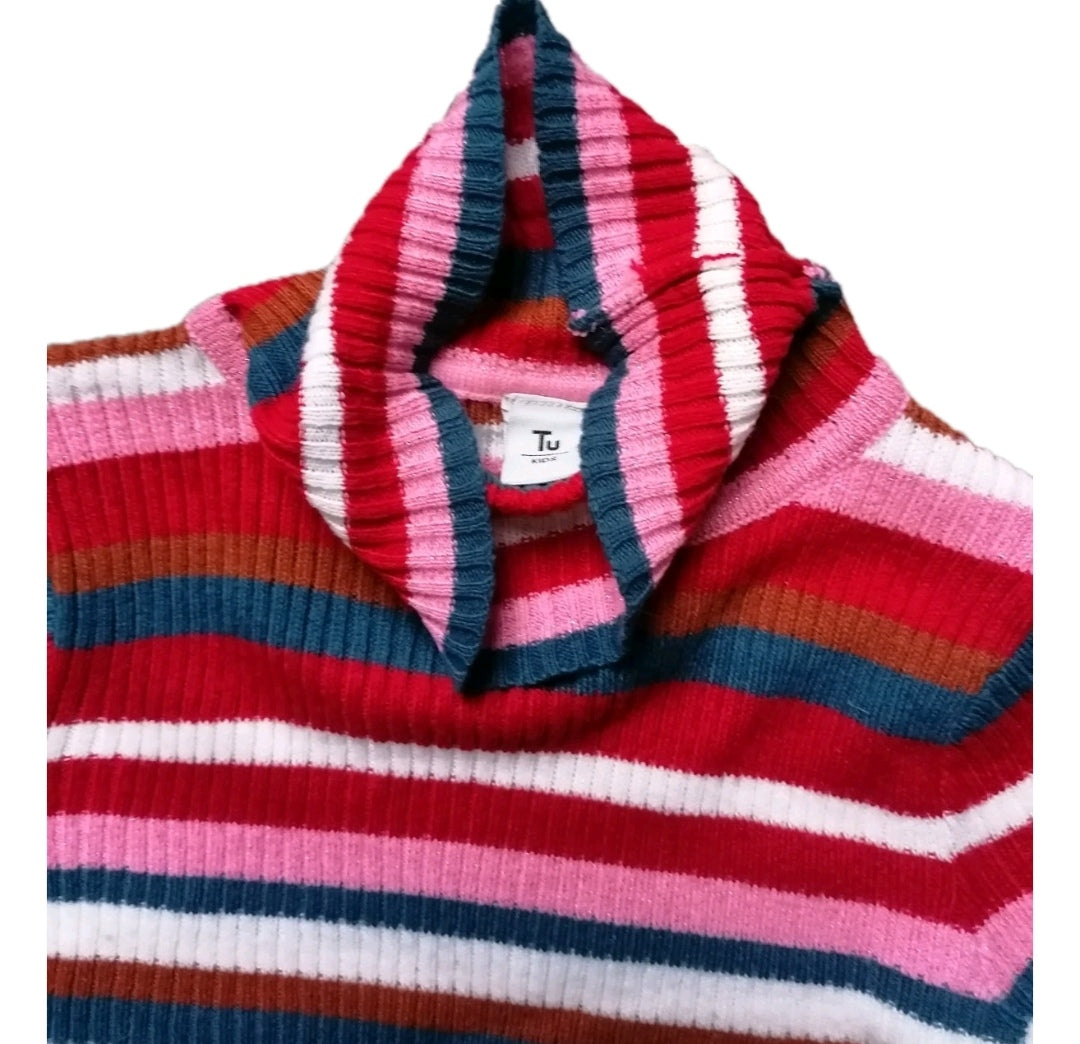 Girls turtle neck multi color jumper, 7 years