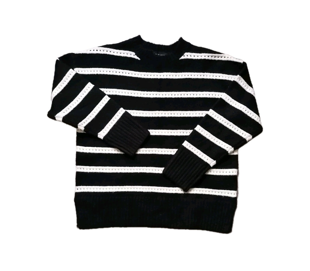 Ladies New Look black & cream jumper, Small(UK 10-12)