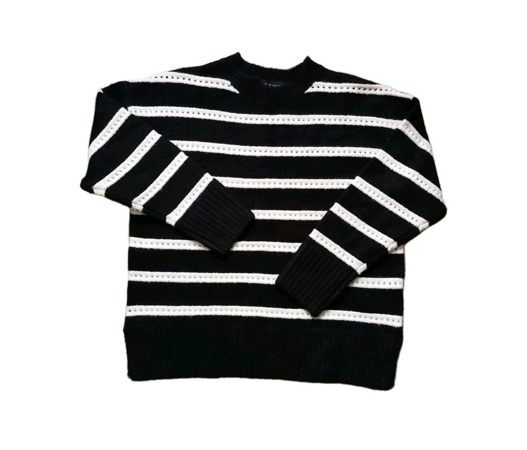 Ladies New Look black & cream jumper, Small(UK 10-12)