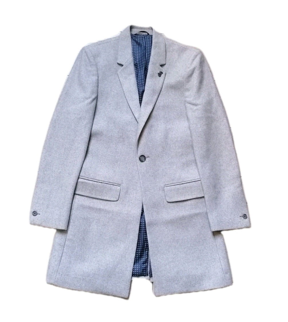Men Burton grey trench overcoat, Small