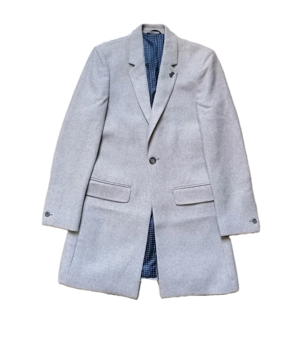 Men Burton grey trench overcoat, Small