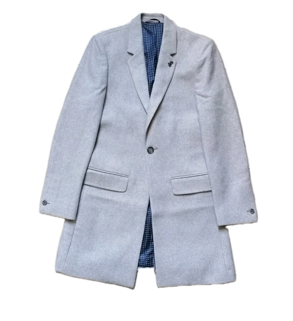 Men Burton grey trench overcoat, Small