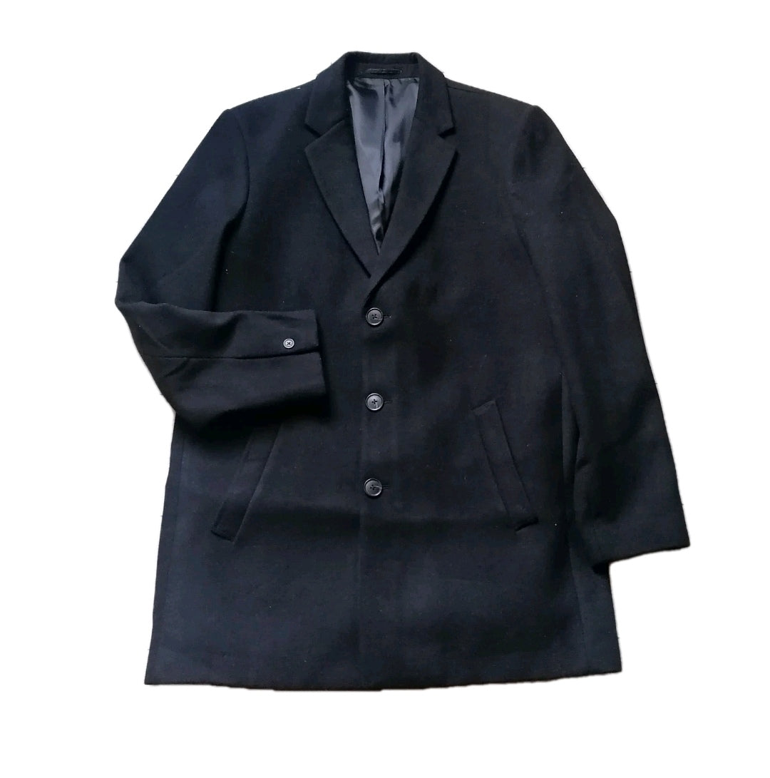 Men black trench overcoat XXL