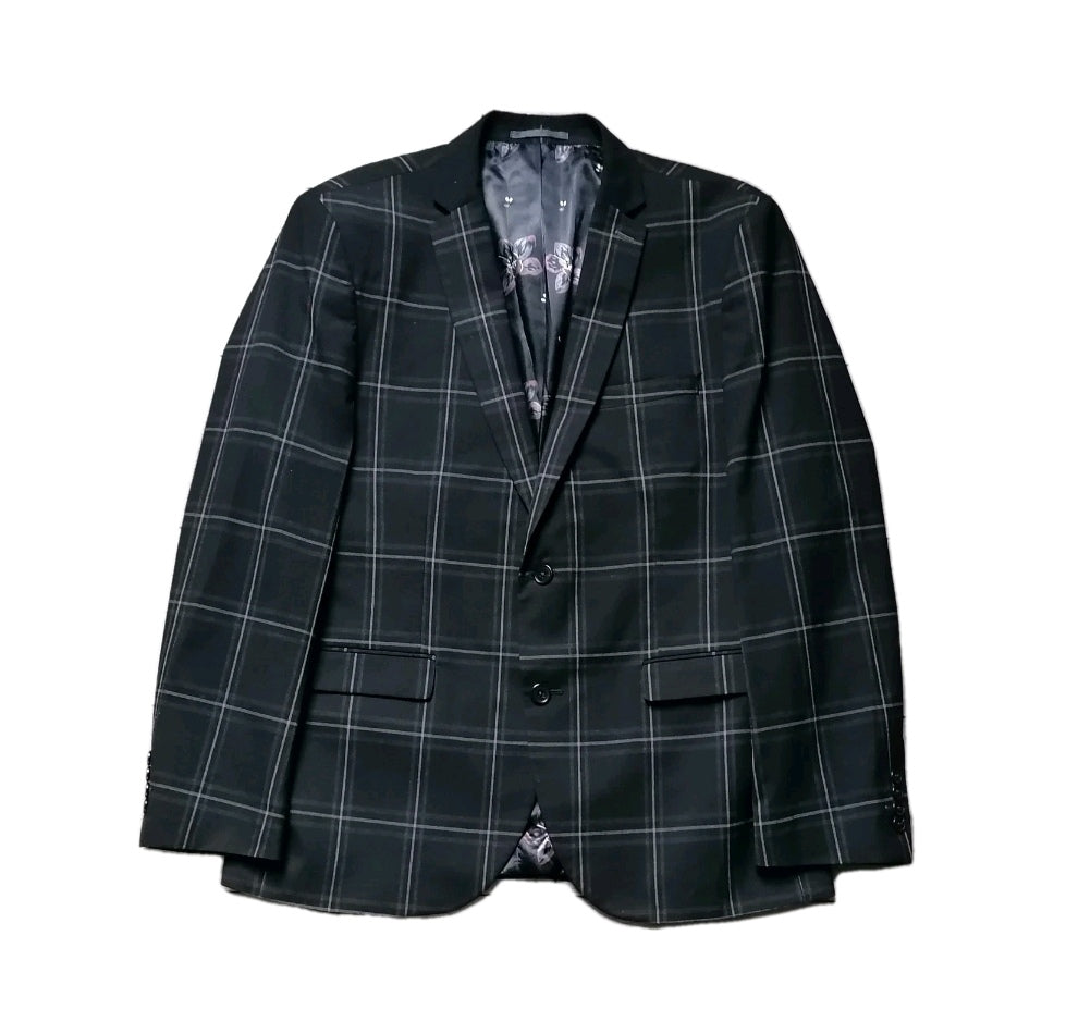 Next Men's Black Check Tailored Fit Two-Piece Suit – 44R/40R