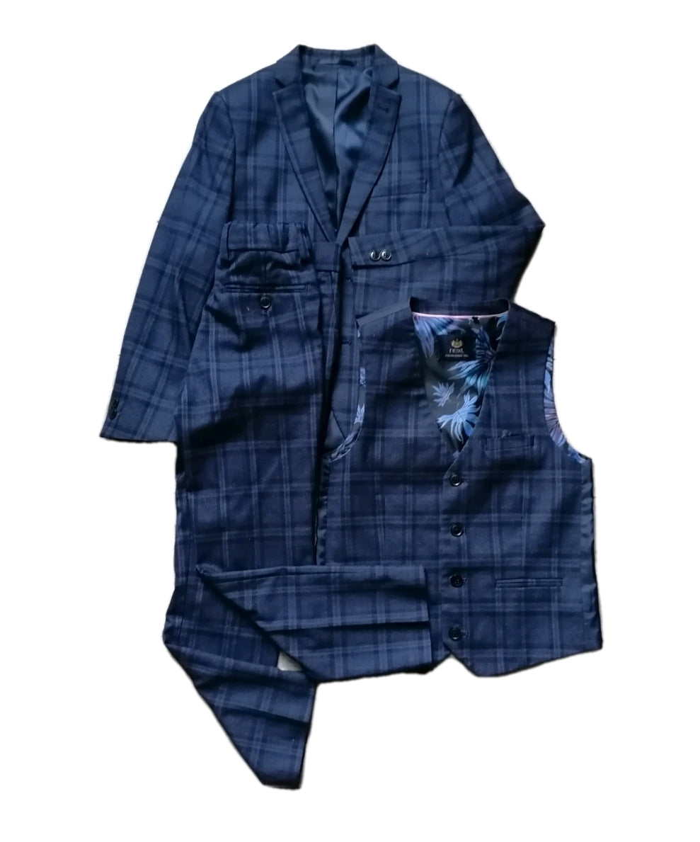 Boys Next navy blue 3 piece suit, 8-9 years