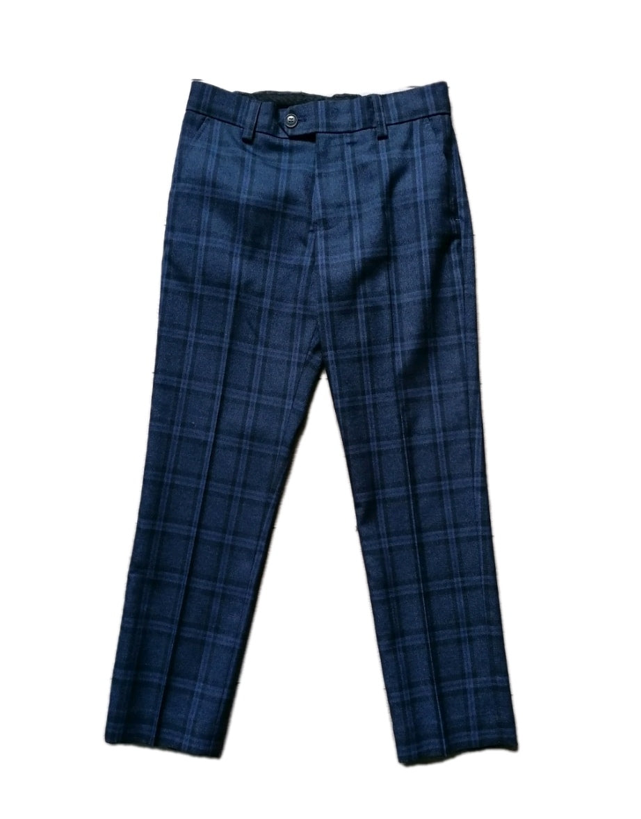 Boys Next navy blue check 4 piece suit 8-9 years