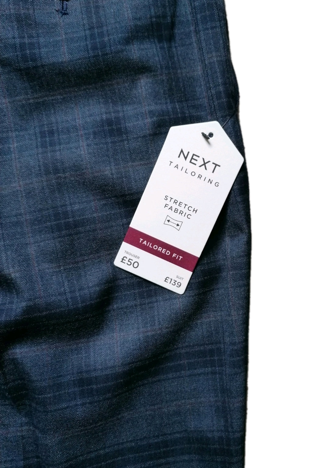 Men Next grey check tailored fit formal trouser W36 L33