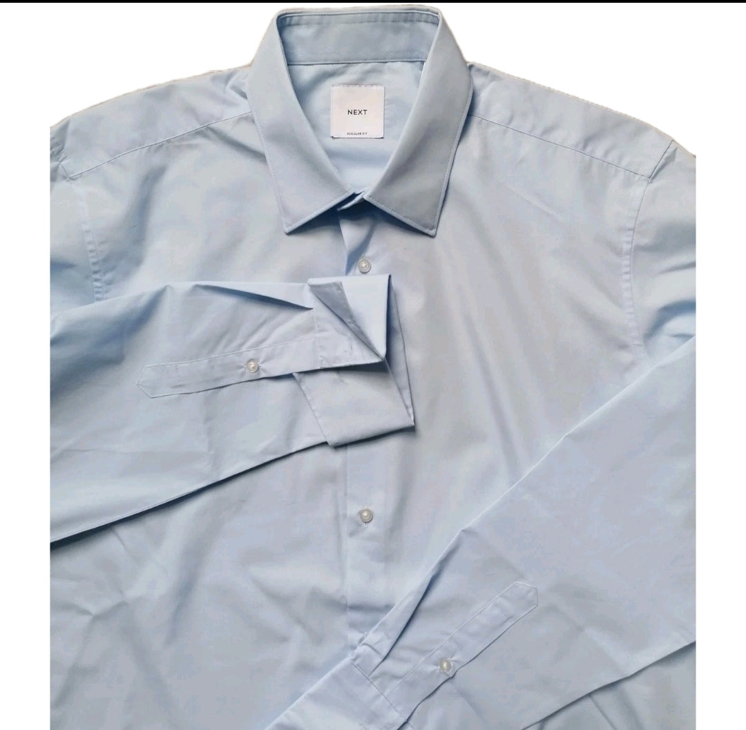 Men Next blue regular fit long sleeve formal shirr 16.5"