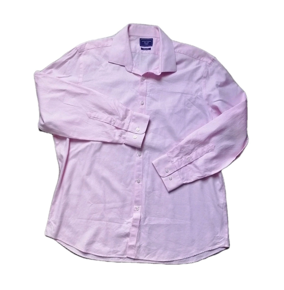 Men pink long sleeve tailored fit formal shirt 17.5"