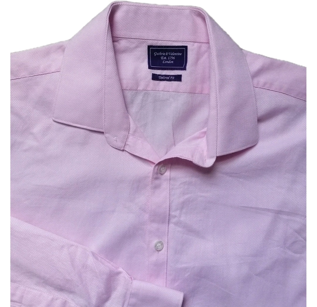 Men pink long sleeve tailored fit formal shirt 17.5"
