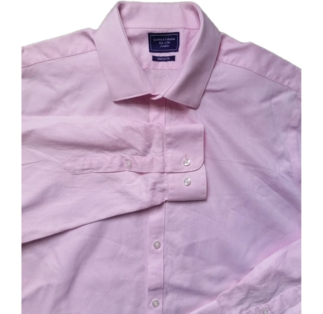Men pink long sleeve tailored fit formal shirt 17.5"