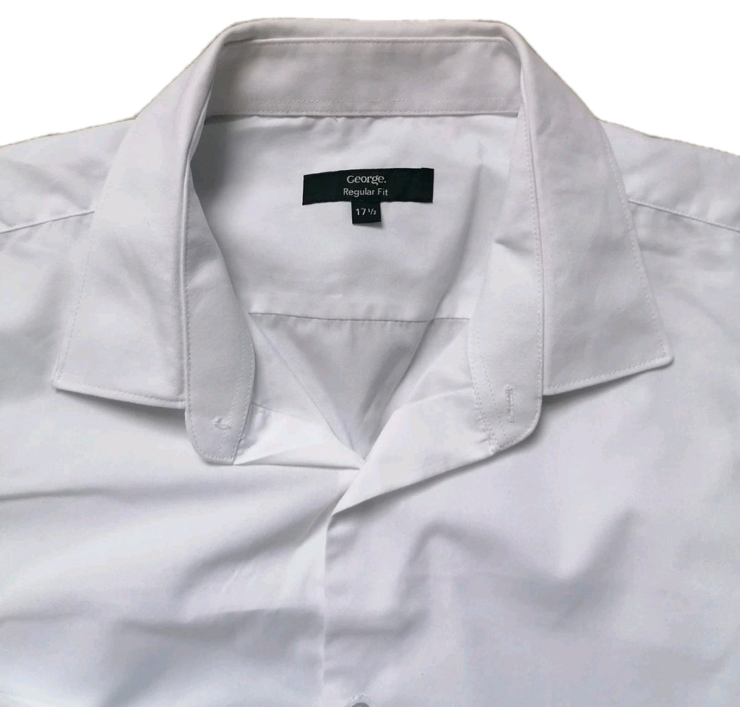 Men white long sleeve formal regular fit shirt 17.5"