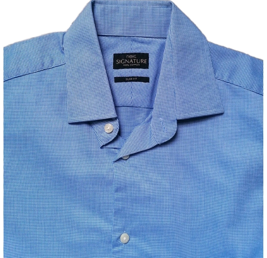 Men Next blue long sleeve slim fit formal shirt 15.5"