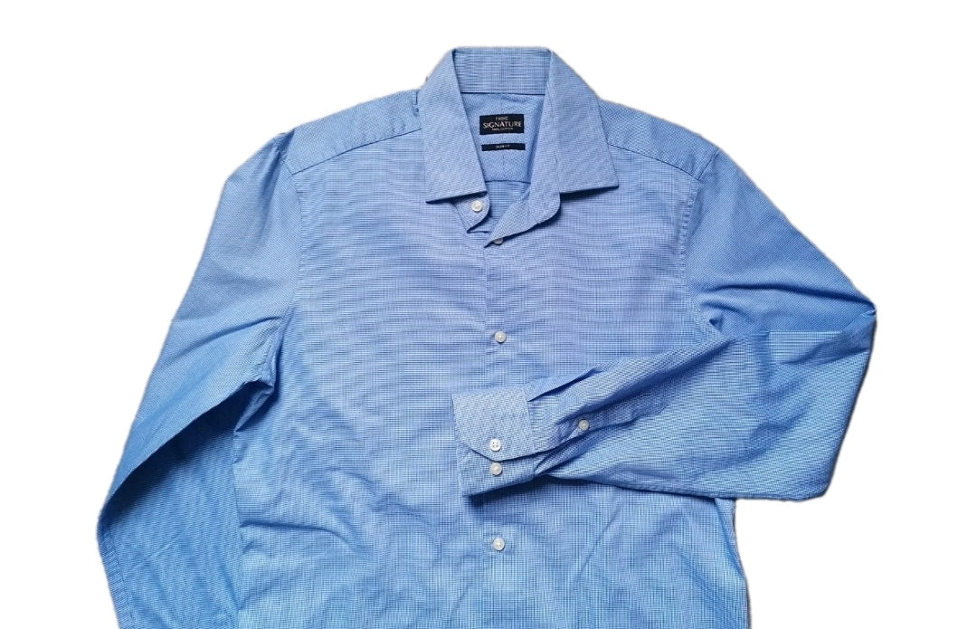 Men Next blue long sleeve slim fit formal shirt 15.5"