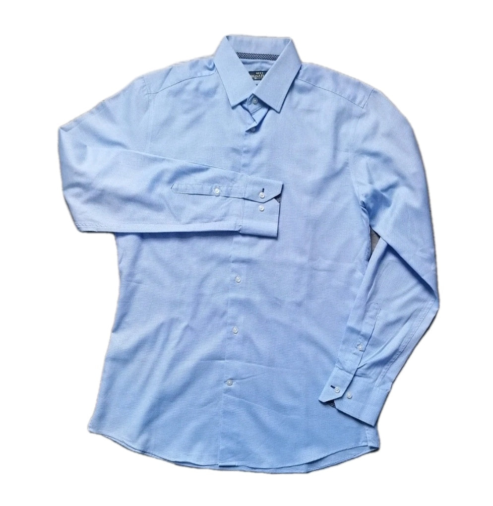 Men Next blue slim fit formal long sleeve shirt 15.5"