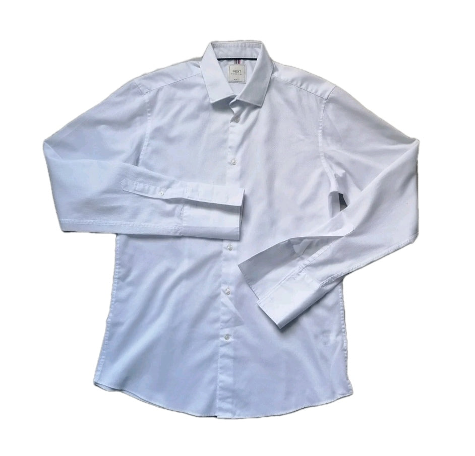 Men white long sleeve formal slim fit shirt 15.5"
