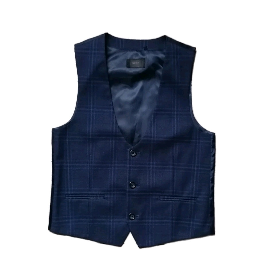 Boys Next navy blue check 2 piece suit 8 years