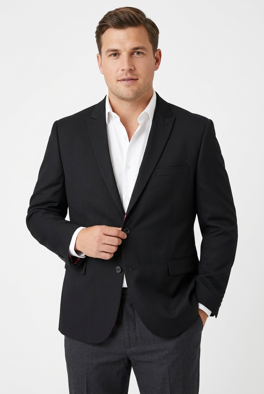 AI model wearing the Next black blazer